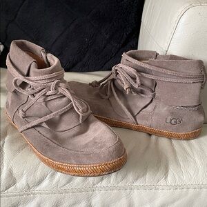 UGG Women's Suede Ankle Booties in Taupe Gray